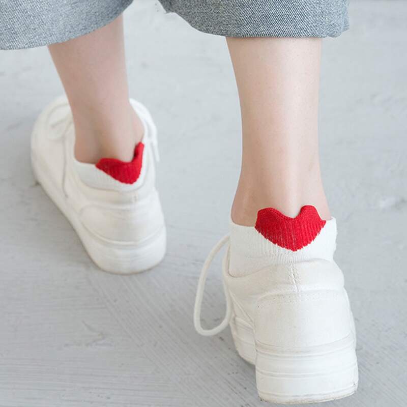 

Heart Ankle Socks, White