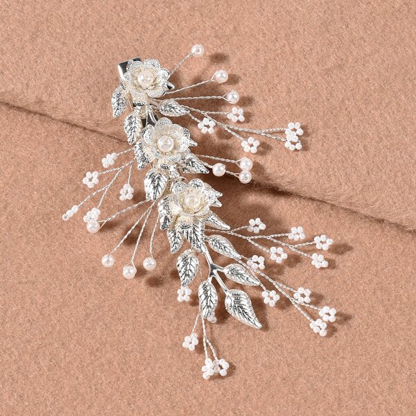 

Faux Pearl Decor Hair Clip, Silver