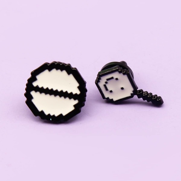 

2pcs Kids Cartoon Brooch, Black and white