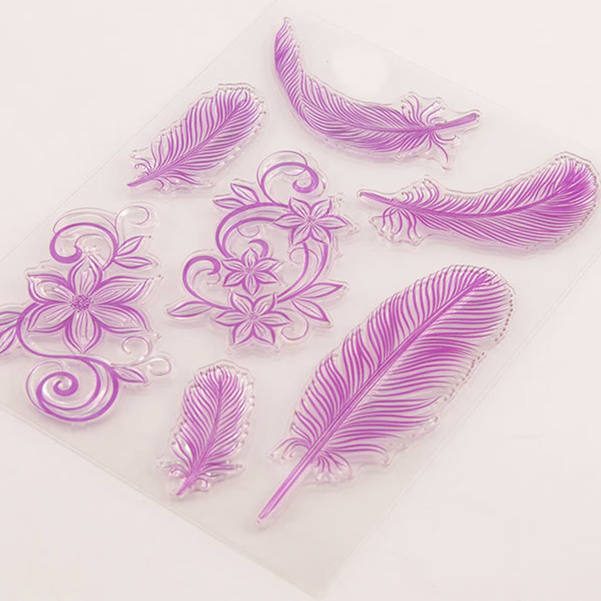 

1pc Feather Pattern Stamp, Hot pink