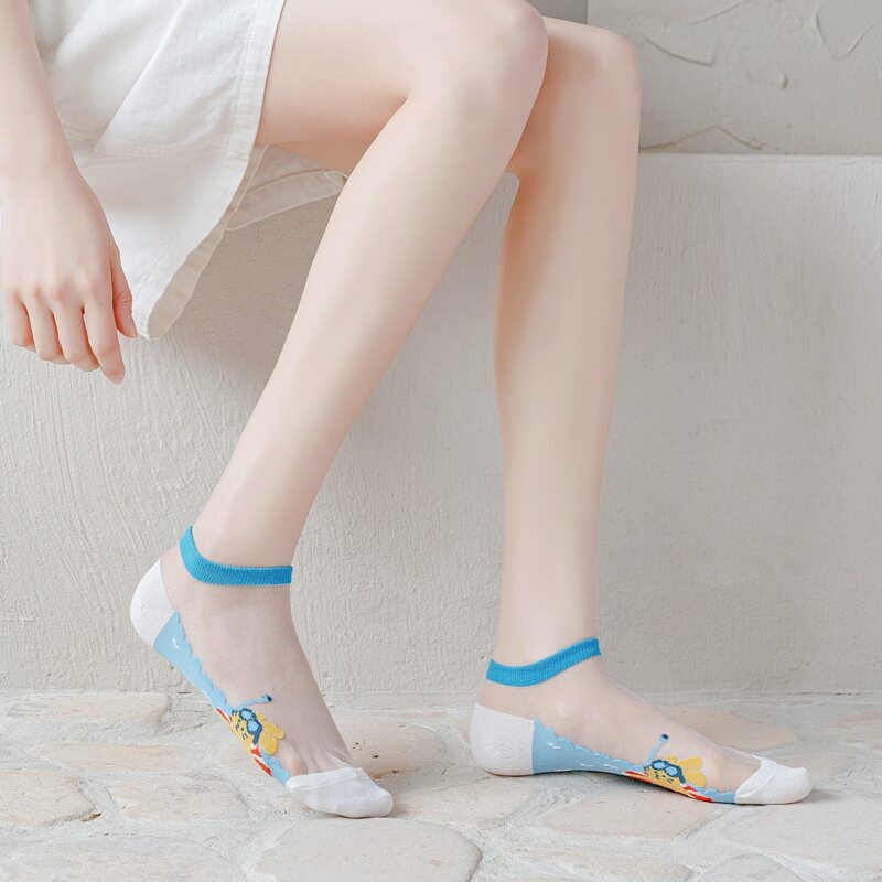 

Cartoon Mesh Ankle Socks, Blue