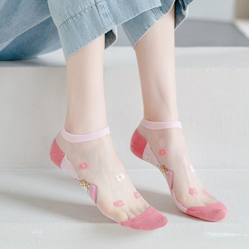 

Cartoon Mesh Ankle Socks, Watermelon pink