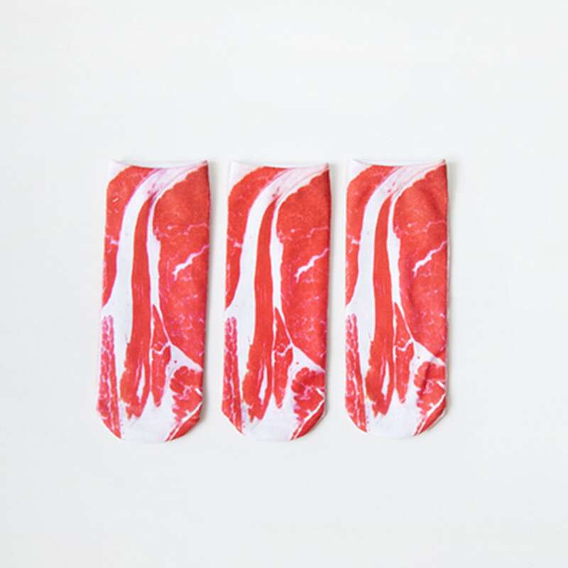 

1pair Graphic Ankle Socks, Red and white