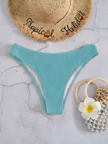 Summer Solid Textured Bikini Panty - Mint Blue - View 1
