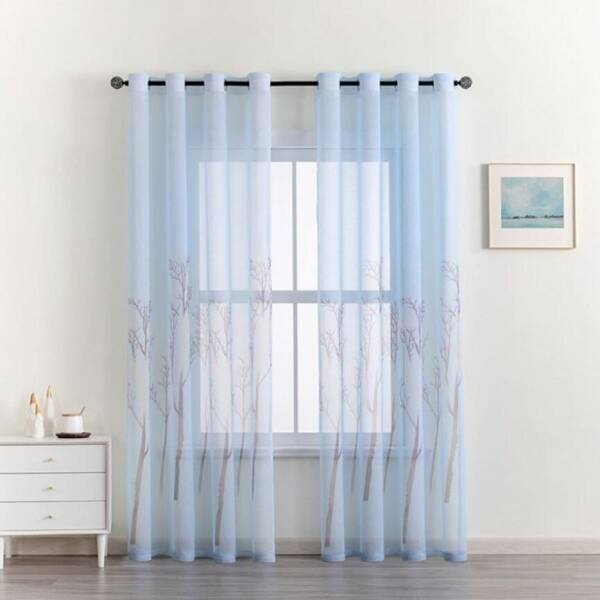 

Tree Print Single Panel Sheer Curtain, Blue