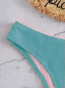 Summer Solid Textured Bikini Panty - Mint Blue - View 3