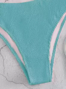 Summer Solid Textured Bikini Panty - Mint Blue - View 4
