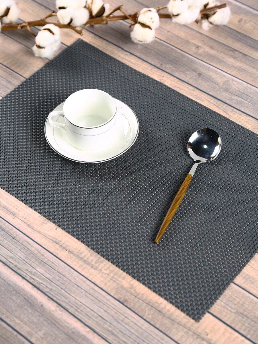 1pc Solid Color Placemat - Màu xám đen - Xem 1