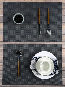 1pc Solid Color Placemat - Màu xám đen - Xem 2
