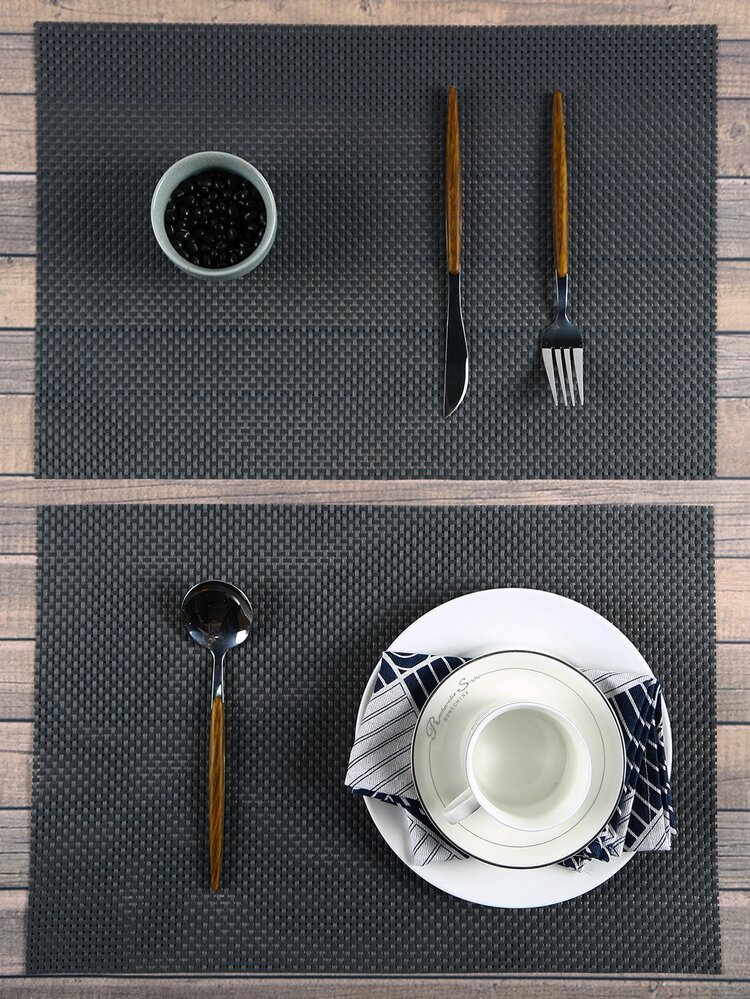 1pc Solid Color Placemat - Màu xám đen - Xem 2