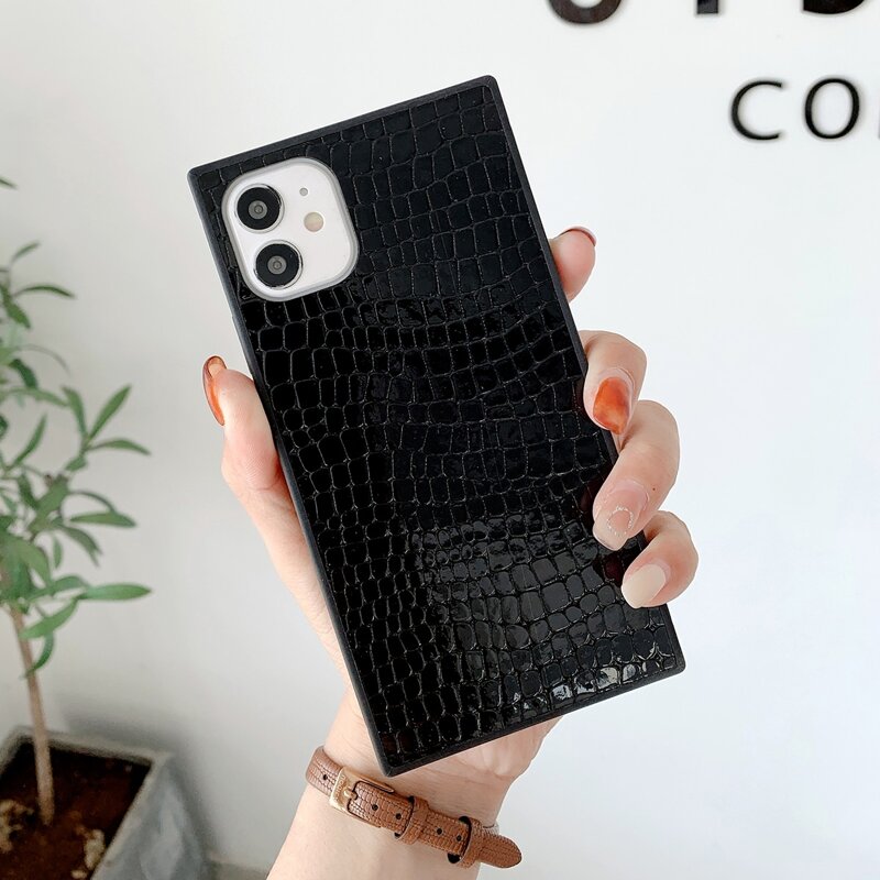 

Croc Embossed Phone Case, Black