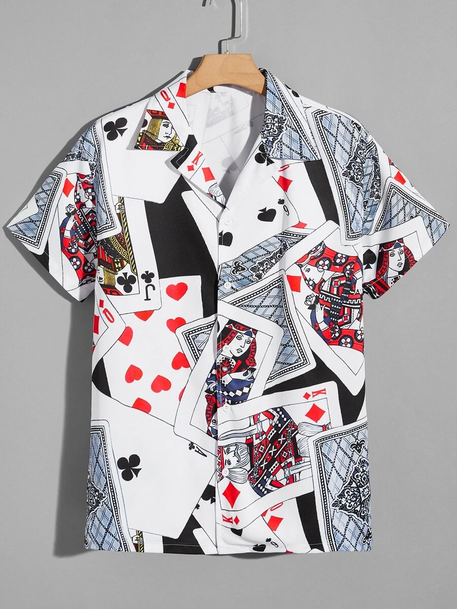 Manfinity 男士撲克牌圖案襯衫 - 彩色 - 查看 1