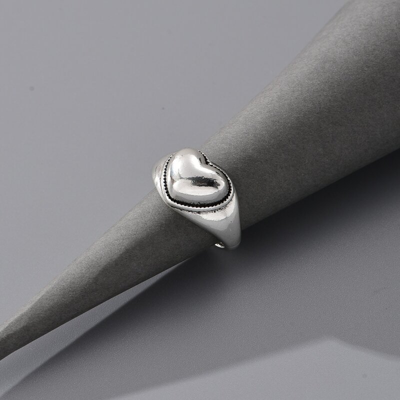 

Heart Decor Ring, Antique silver