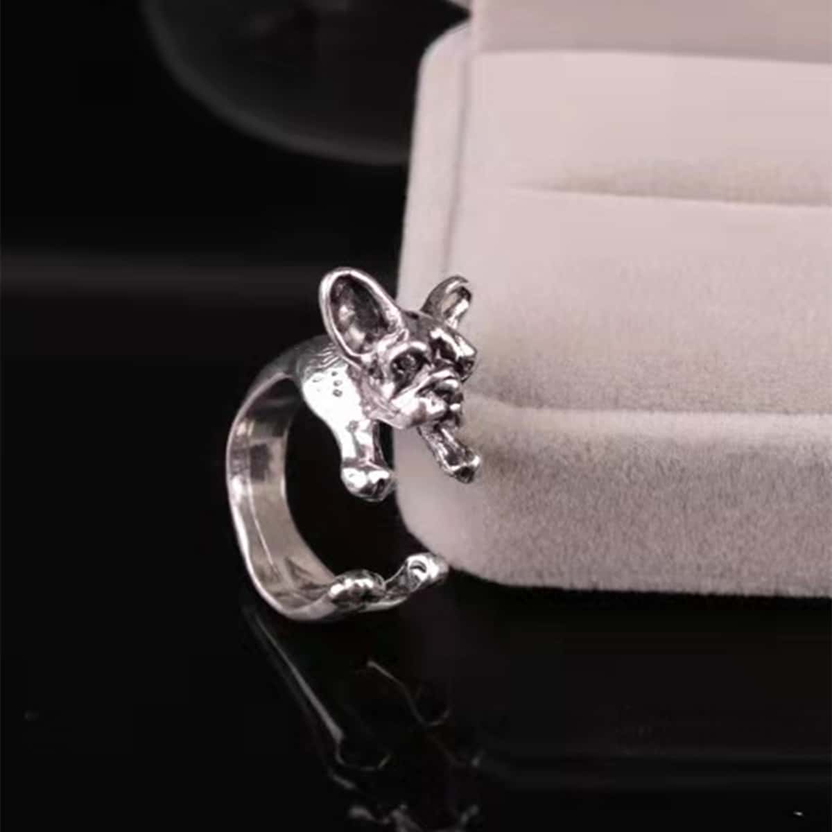 

Dog Cuff Ring, Silver