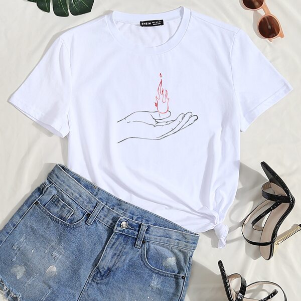 

Palm & Fire Graphic Tee, White
