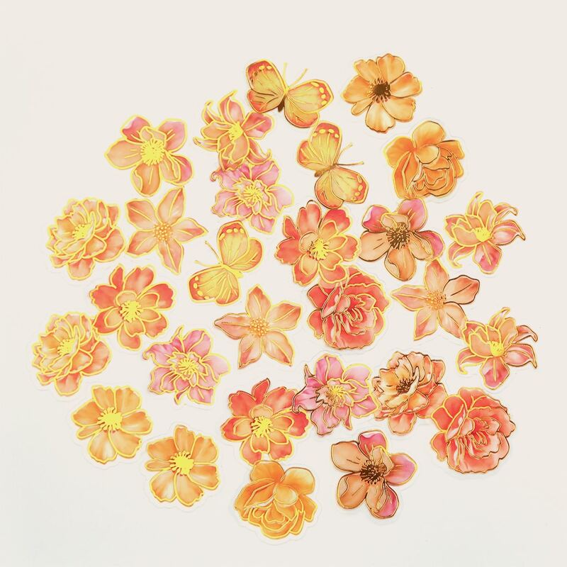 

30pcs Floral Sticker, Multicolor