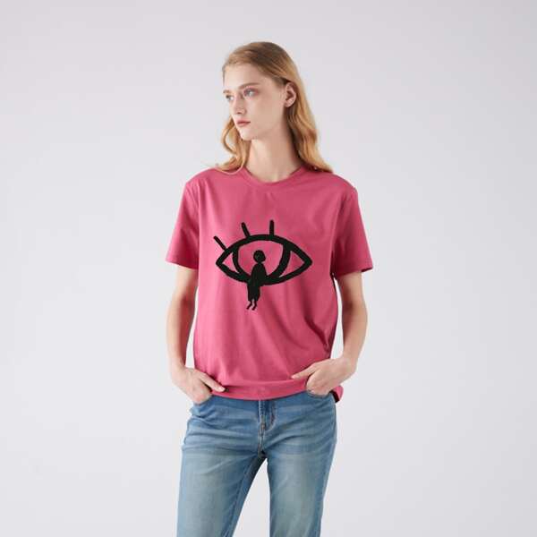 

Figure Graphic Crew Neck Tee, Pink