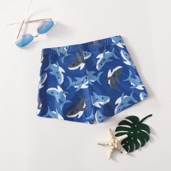 

Boys Shark Print Beach Shorts, Multicolor