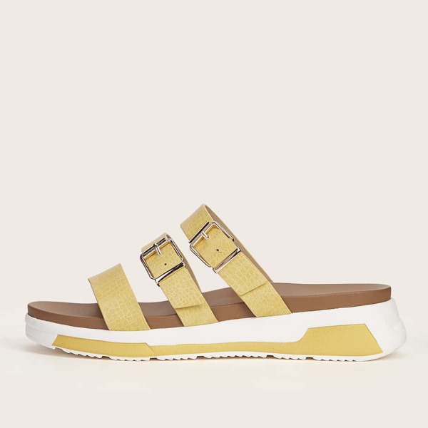 

Buckle Decor Strappy Mules, Yellow