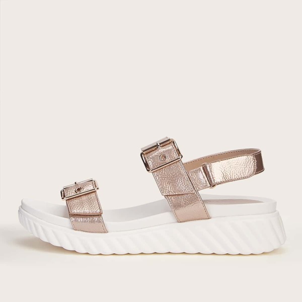 

Buckle Decor Slingback Sport Sandals, Champagne
