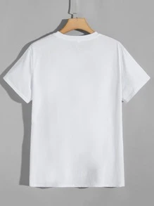 男士素色短袖T恤 - 白色 - 查看 2