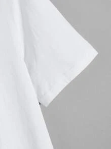 男士素色短袖T恤 - 白色 - 查看 3