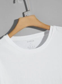 男士素色短袖T恤 - 白色 - 查看 4