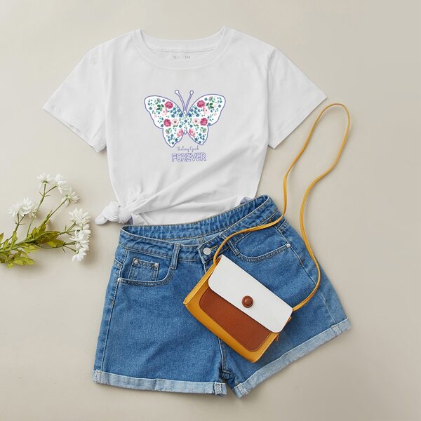 

Letter & Butterfly Print Tee, White