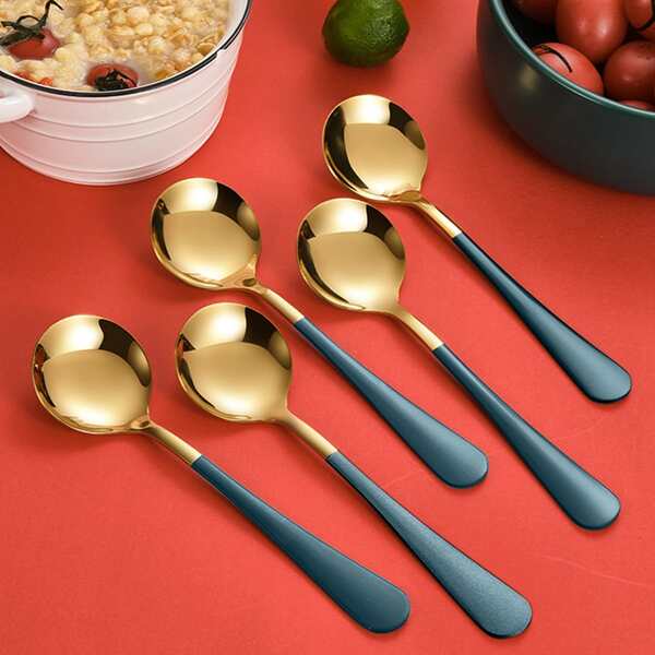 

1pc Stainless Steel Spoon, Dark green