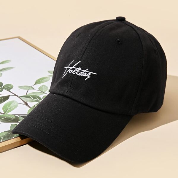 

Letter Embroidered Baseball Cap, Black