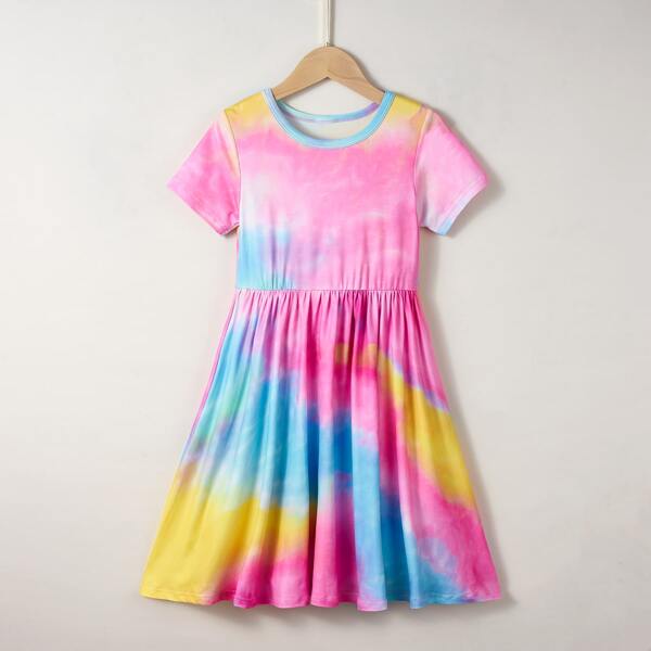 

Toddler Girls Tie Dye Flared Dress, Multicolor