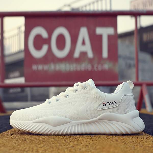 

Men Letter Graphic Lace Up Front Sneakers, White