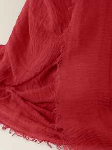 1 pieza Pañuelo liso de lino con burbujas, pañuelo modesto de estilo árabe para mujer, accesorio de playa de unicolor suave, accesorio casual de playa para protección solar, adecuado para uso diario, otoño e invierno, accesorios de abayas y ropa con velo - Rojo - Ver 2