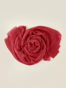 1 pieza Pañuelo liso de lino con burbujas, pañuelo modesto de estilo árabe para mujer, accesorio de playa de unicolor suave, accesorio casual de playa para protección solar, adecuado para uso diario, otoño e invierno, accesorios de abayas y ropa con velo - Rojo - Ver 3