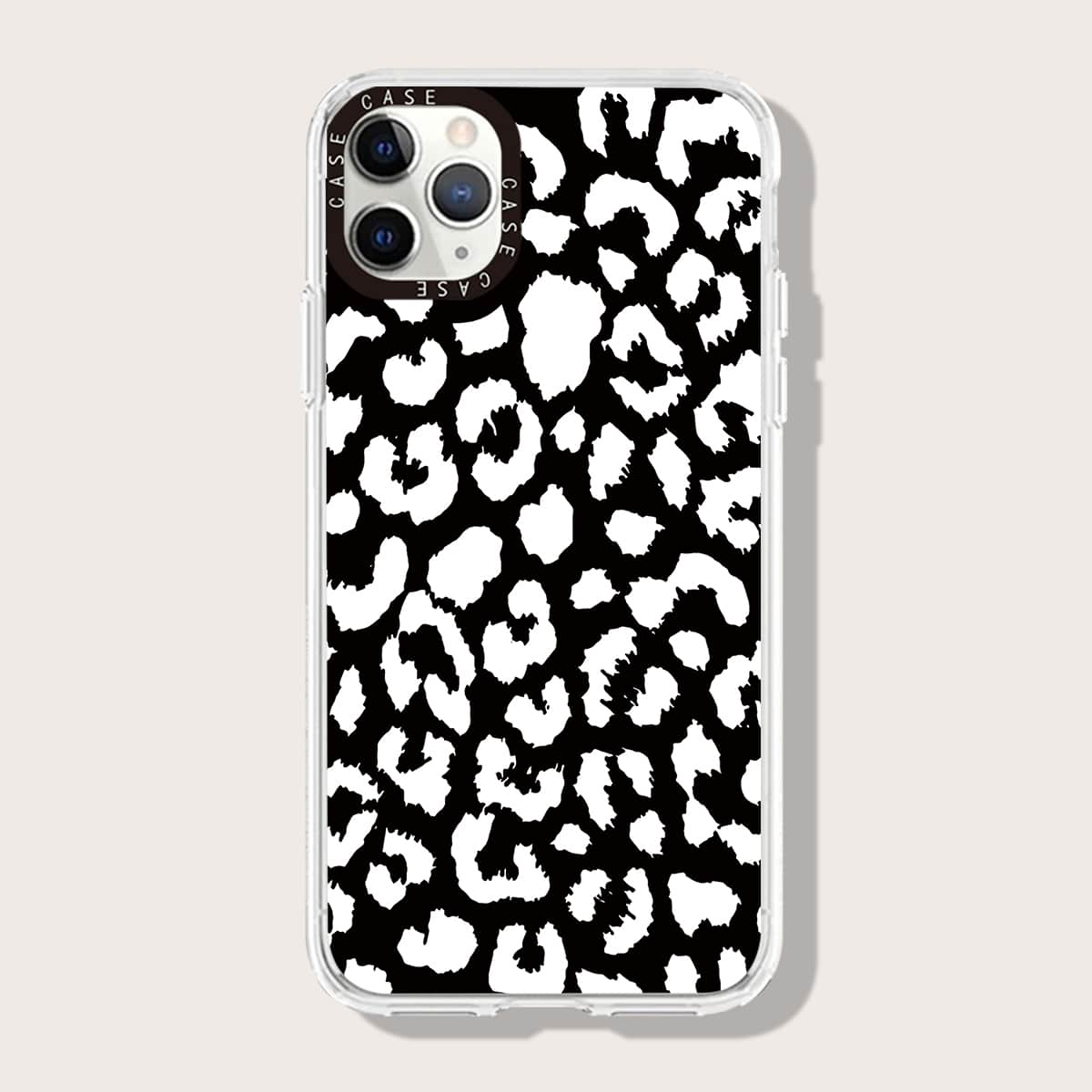 

Leopard Pattern Phone Case, Black and white