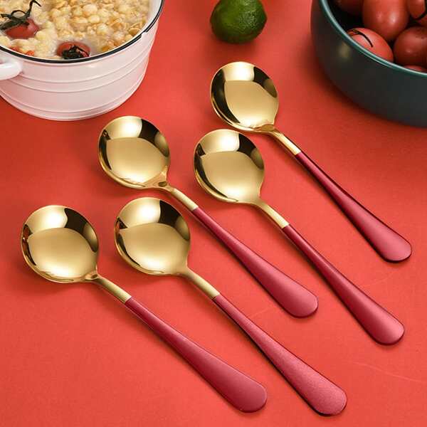 

1pc Stainless Steel Spoon, Red