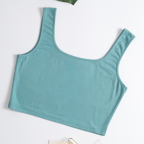 

Solid Crop Tank Top, Cadet blue