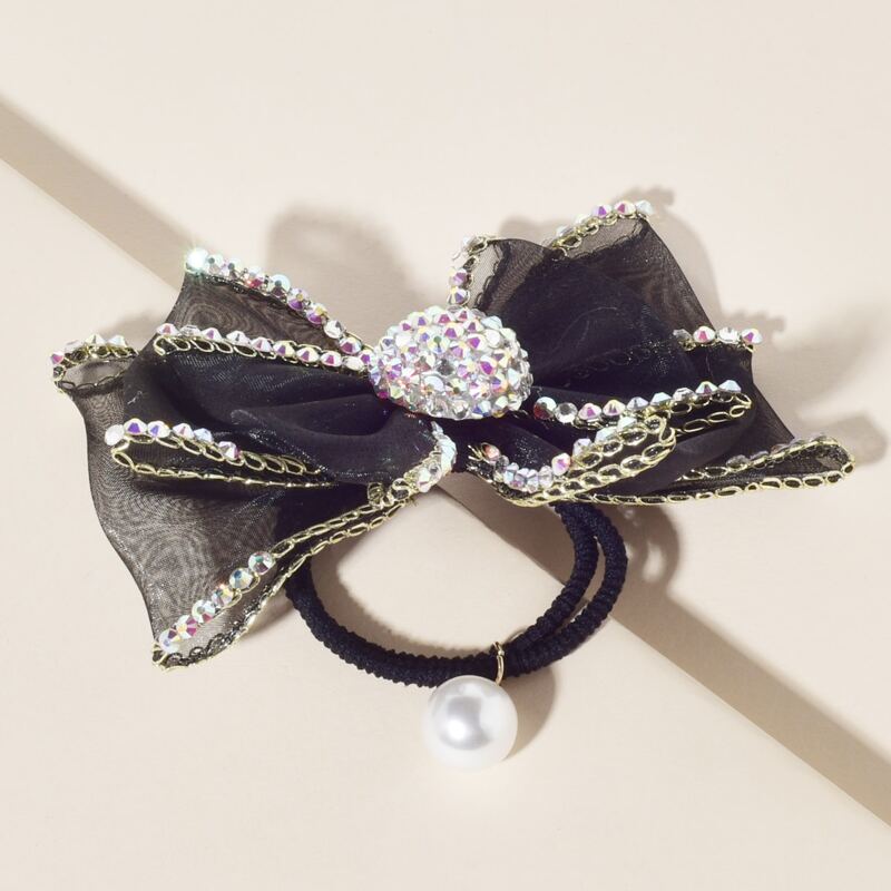 

Rhinestone Bow Hair Tie, Black