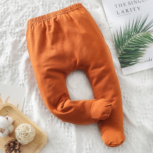 

Baby Boy Cartoon Graphic Footed Pants, Burnt orange