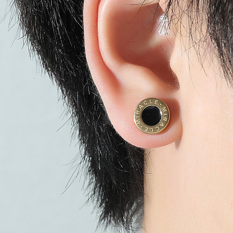 

Guys Letter Graphic Earrings, Gold