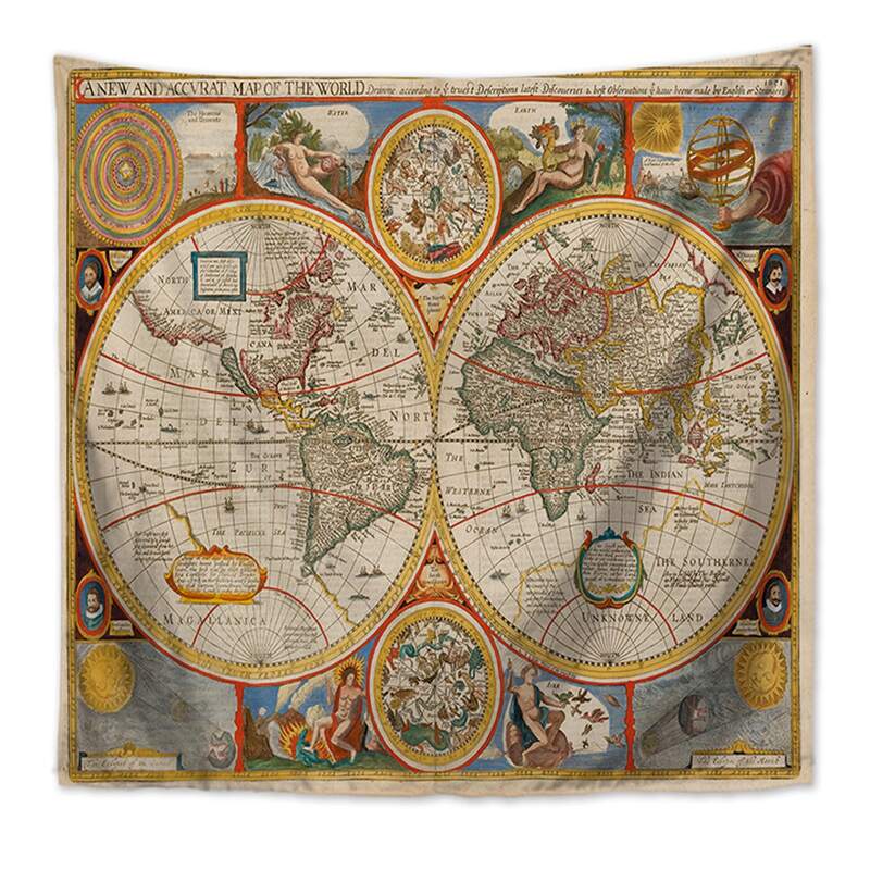 

Map Print Tapestry, Multicolor