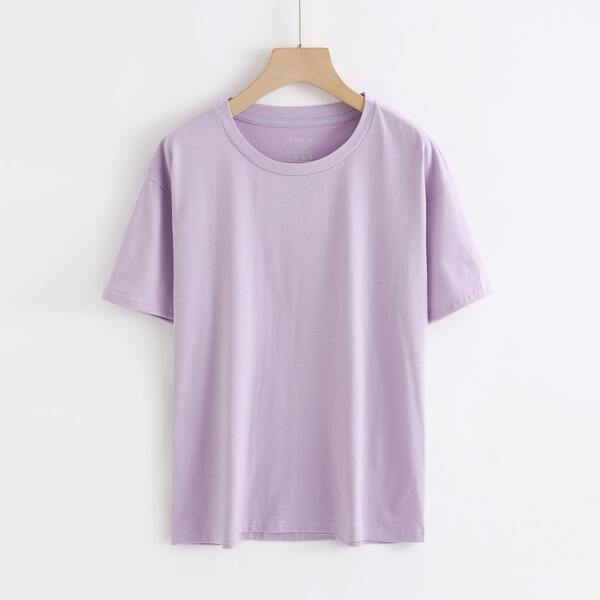 

Round Neck Solid Tee, Lilac purple