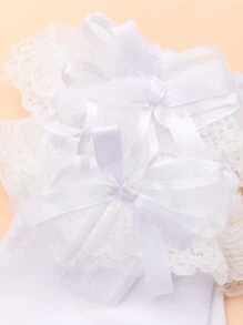 拼接蕾絲邊船襪 - 白色 - 查看 4