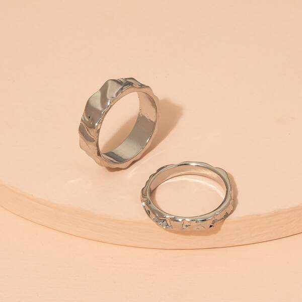 

2pcs Simple Ring, Silver