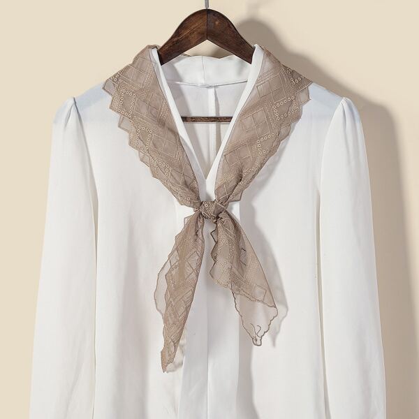 

Geo Pattern Twilly Scarf, Coffee brown