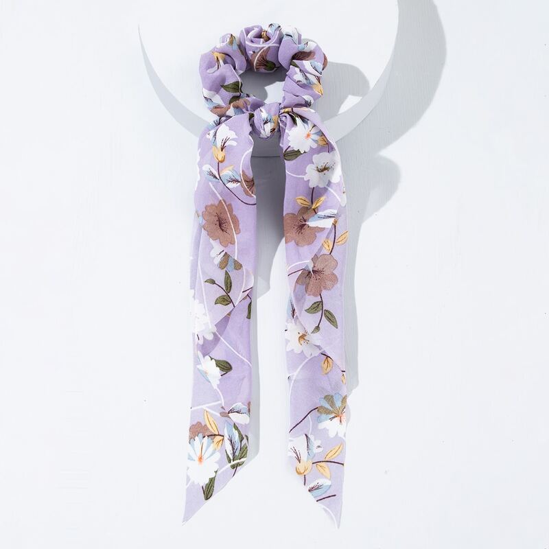 

1pc Floral Scrunchie Scarf, Lilac purple