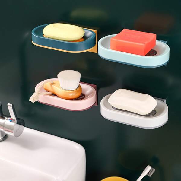 

1pc Random Color Drain Soap Dish Holder, Multicolor