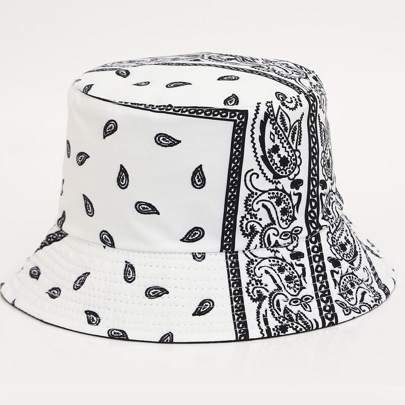 

Paisley Print Bucket Hat, Black and white