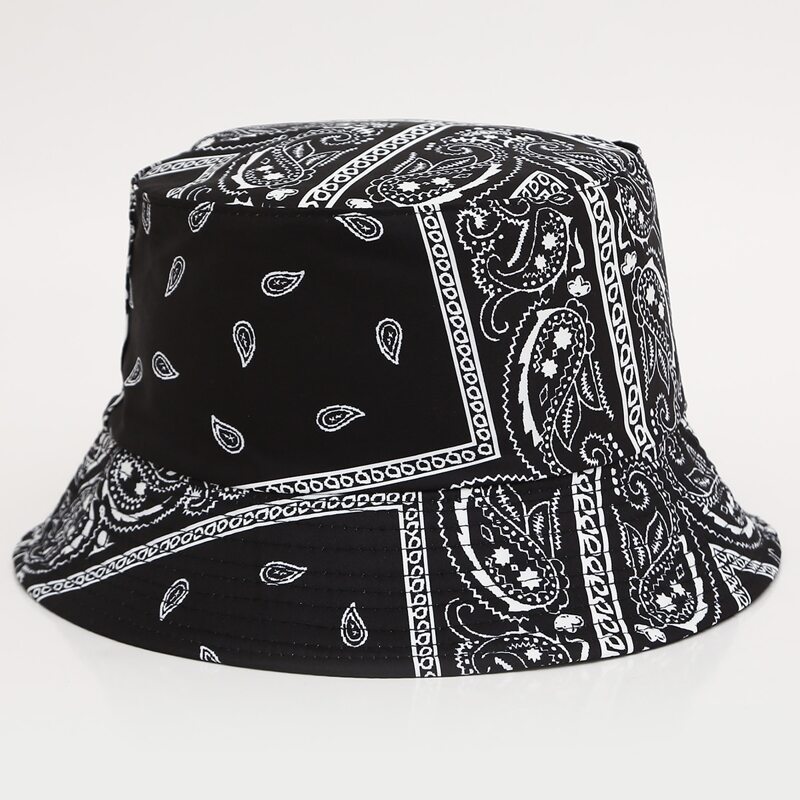 

Paisley Print Bucket Hat, Black and white