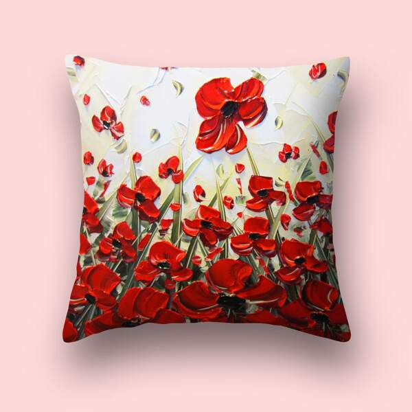 

Flower Print Cushion Cover Without Filler, Multicolor